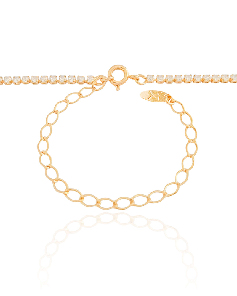Collier du cou Riviera Crystal 2mm plaqué or 18 carats