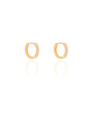 Click Hoop Earring with Crystal Studs, 1.3 cm, 18K Gold Plated