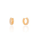 Click Hoop Earring with Crystal Studs, 1.3 cm, 18K Gold Plated