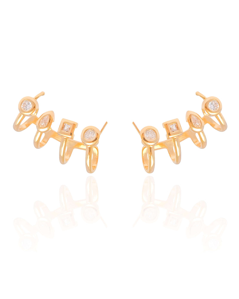 18K Gold Plated Crystal Geometric Ear Cuff