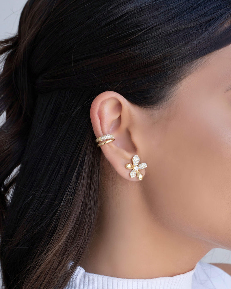 Two Crystal Fillet Ear Cuff – 18K Gold Plated