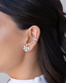 Piercing with Two Studded Fillets in White Rhodium Crystal