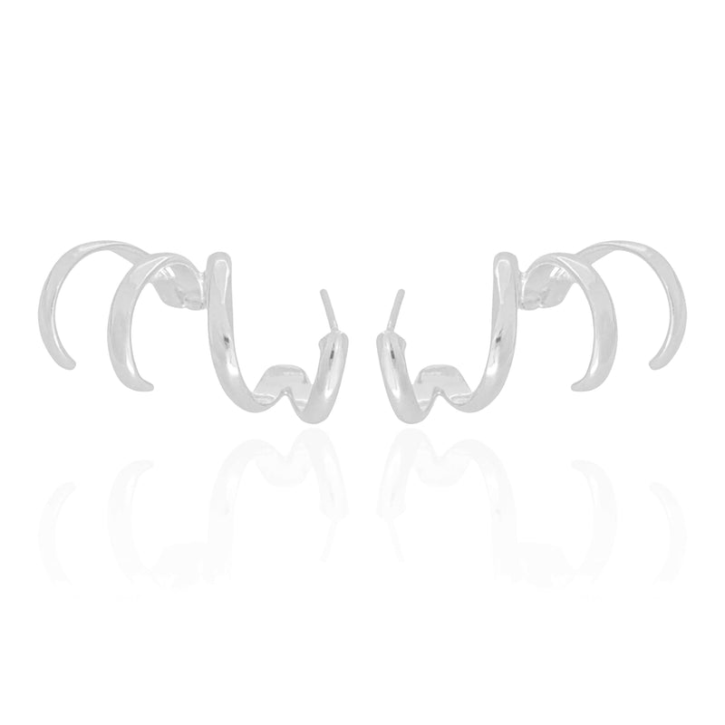 Four-Band Crystal Ear Cuff – White Rhodium Plated