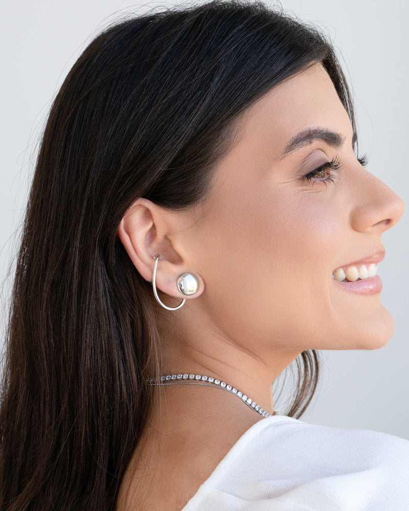 Ear Cuff Screw Piercing – White Rhodium Plated