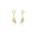18K Gold Plated Curved Drop Pendant Earrings with Crystals