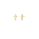 18K Gold Plated Cross Earrings – Smooth and Crystal-Studded Design