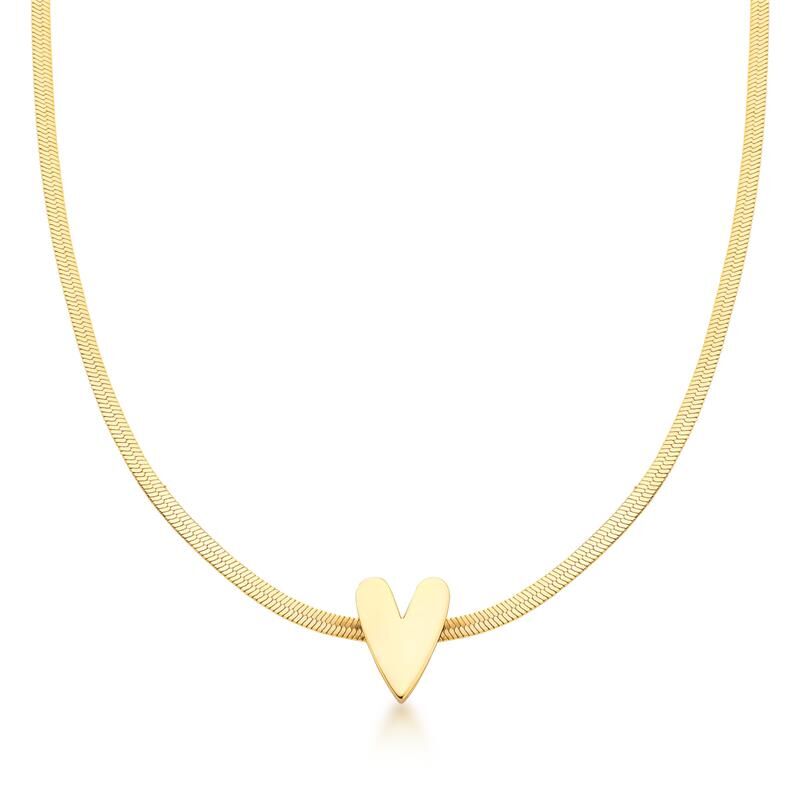 18K Gold Plated Choker with Smooth Heart Pendant