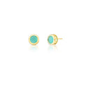 18K Gold Plated Round Earrings with Crystal and Open Side – Tourmaline Tone
