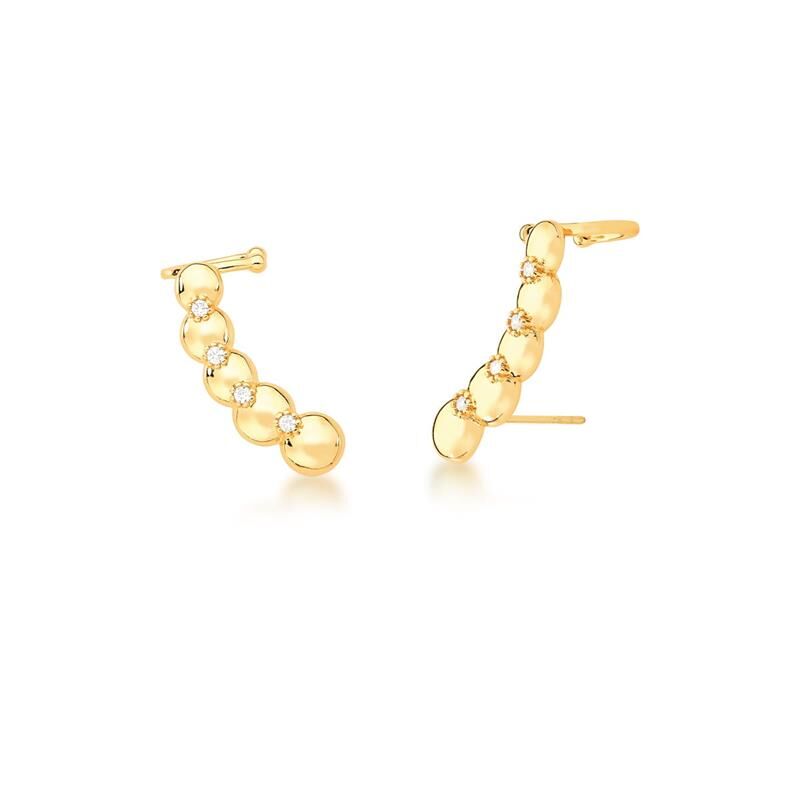 Smooth Beads & Zirconia Ear Cuff Earrings