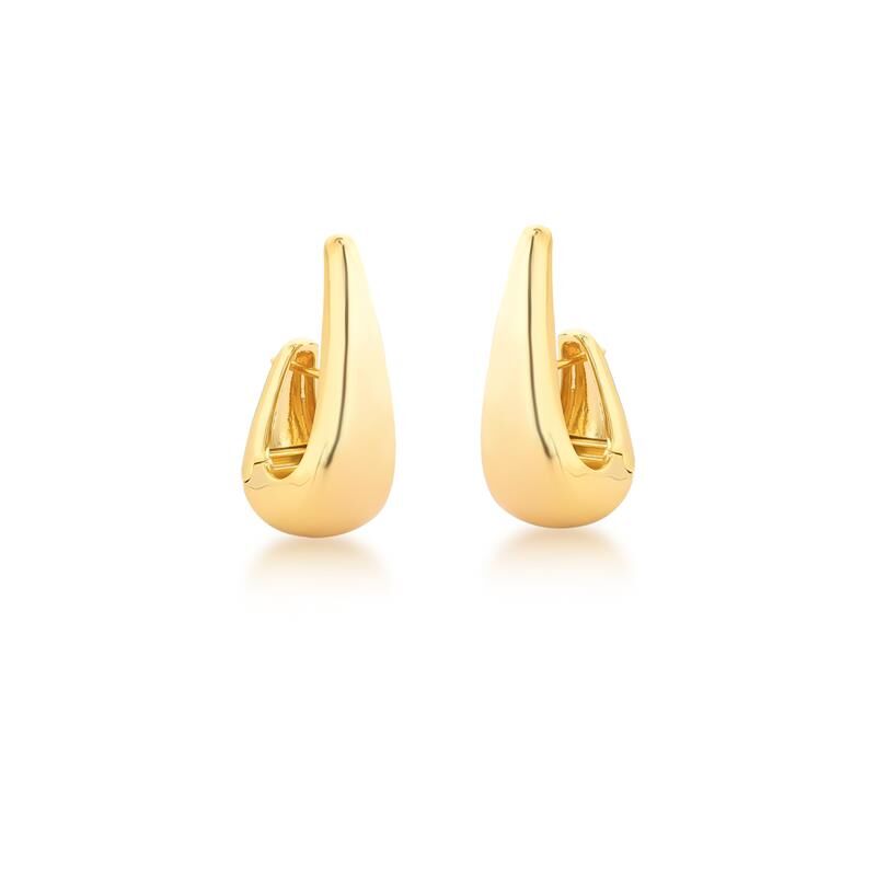18K Gold Plated Smooth Hook Hoop Earrings