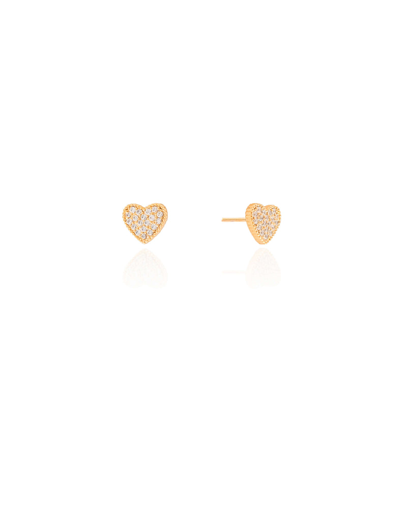 18K Gold Plated Pave Heart Earrings