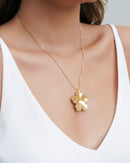 18K Gold Plated Smooth Flower Venetian Chain Necklace