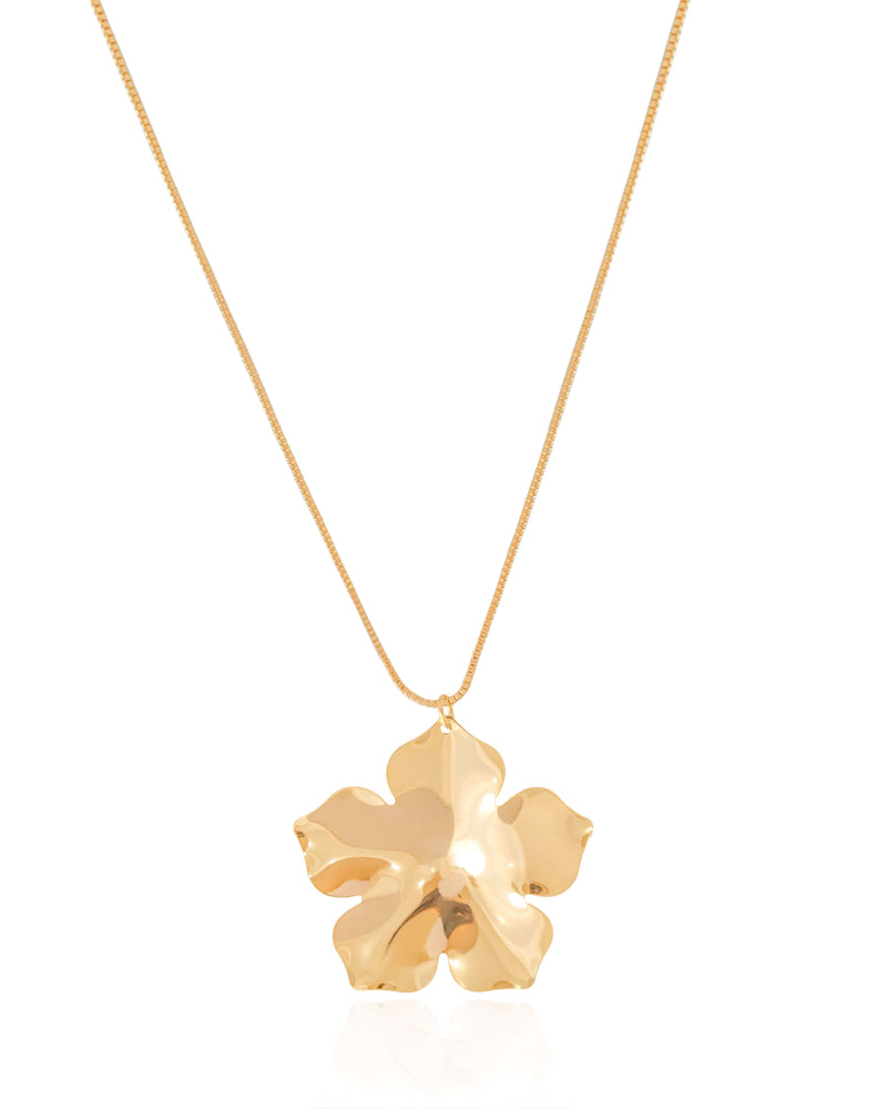 18K Gold Plated Smooth Flower Venetian Chain Necklace