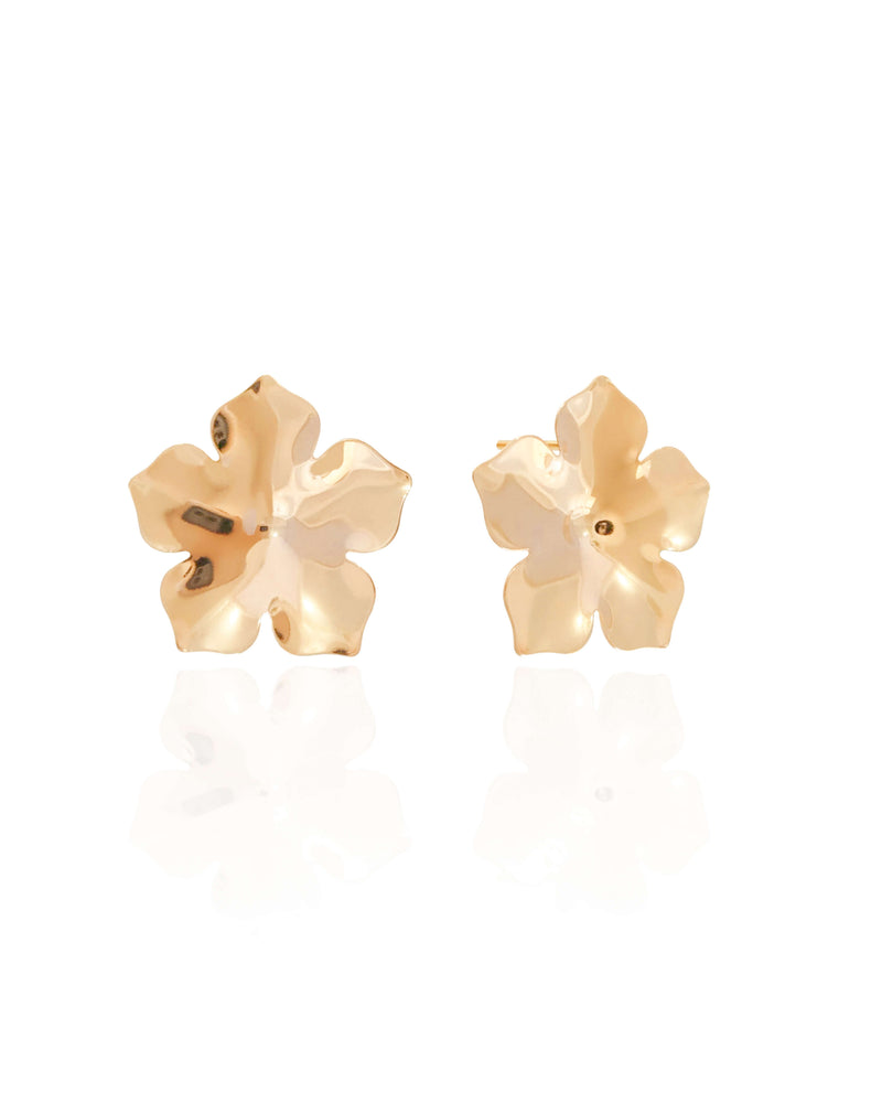 Brinco flor lis banhado ouro 18k