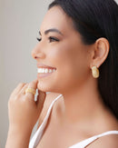 18K Gold Plated Textured Half Hoop Earrings