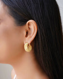 18K Gold Plated Textured Half Hoop Earrings