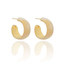 18K Gold Plated Textured Half Hoop Earrings