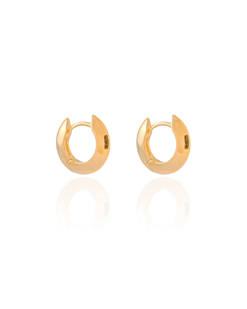 Brinco Argola Click Redonda Achatada Lisa 1.7 cm Banho Dourado