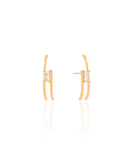 Ear Hook Dois Filetes Baguete Cristal Banho Dourado