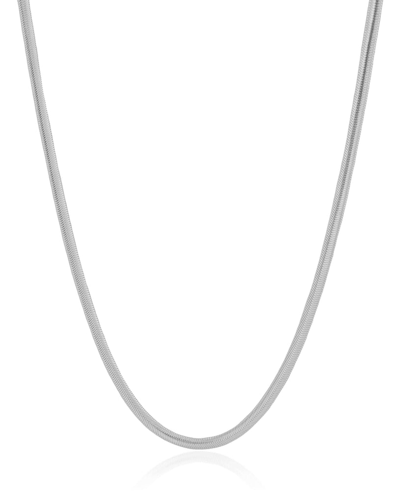 White Rhodium Plated Snake Chain Necklace – 3 mm