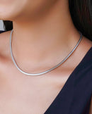 White Rhodium Plated Snake Chain Necklace – 3 mm