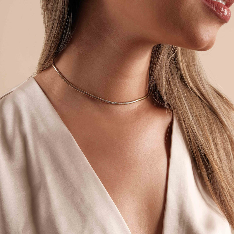 Choker Snake Banhado a Ouro 18K 35cm
