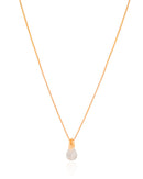 18K Gold Plated Venetian Chain Necklace with Crystal Drop Pendant