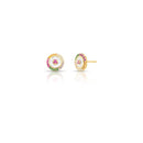 Round Pizza-Style Earrings with Zirconias Gold Plated 18K