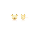 Kids Bear Shaped Smooth Earrings Gold Plated 18K