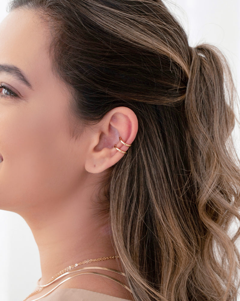 18K Gold Plated Two Fillet Piercing Fake