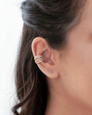 Gold Plated Crystal Pavé Dual-Band Ear Cuff