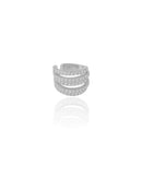 White Rhodium Plated Zirconia Pavé Dual-Band Ear Cuff