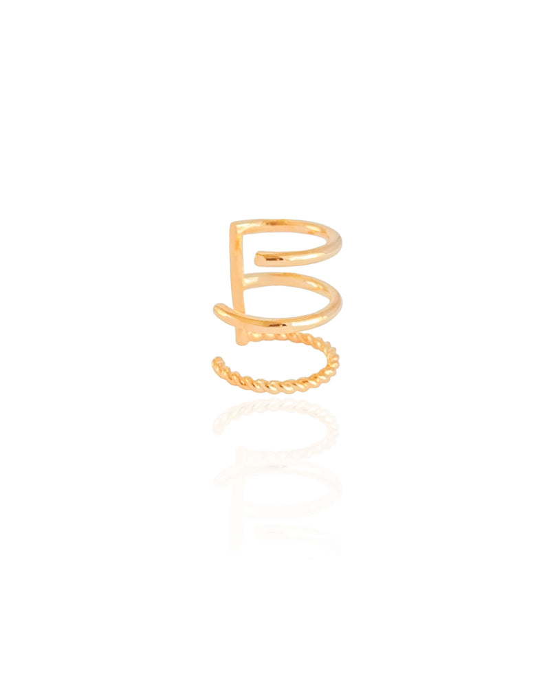 Piercing Three Smooth and Twisted Fillets 18K Gold Plated