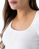 Grumet Long Necklace with 18K Gold Plated Plaques - 80 cm