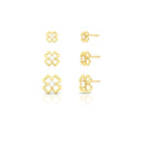 3-Pair Clover, Leaf & Heart Earrings Set – 18K Gold Plated