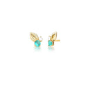 Gold-Plated Leaf Earrings with Crystals