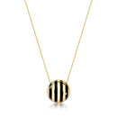 Round Enamel Pendant Necklace – 18K Gold Plated