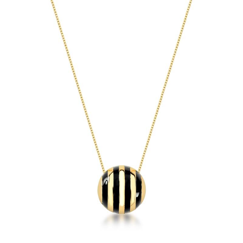 Round Enamel Pendant Necklace – 18K Gold Plated