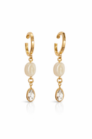Boucle d’oreille perles et zircone plaqué or 18k